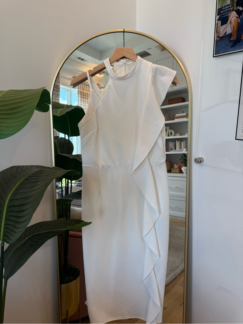 Topshop White One-Shoulder Ruffle Midi Dress
